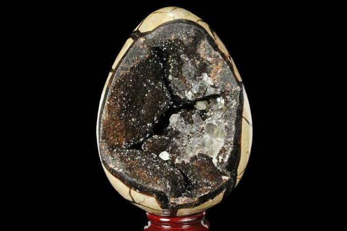 Septarian Dragon Egg Geode - Black Crystals #98883